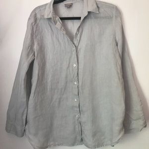 J. Jill 100% linen grey button down shirt